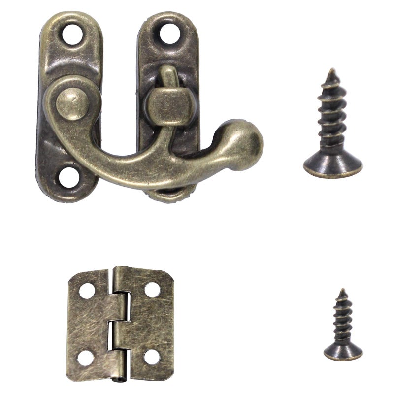 HOWDIA 25 Sets Antique Right Latch Hook Hasp and 50 Sets Antique Bronze Small Box Mini Hinges with Replacement Screws for Wood Jewelry Box, Bronze Tone - Image 4